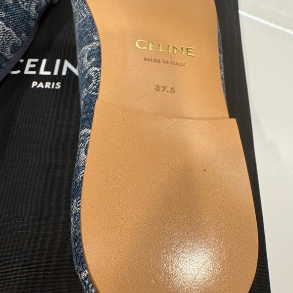 Celine Les Ballerines Triomphe Stamped Denim Ballerina w/Laces Retail $820 New - Picture 10 of 12